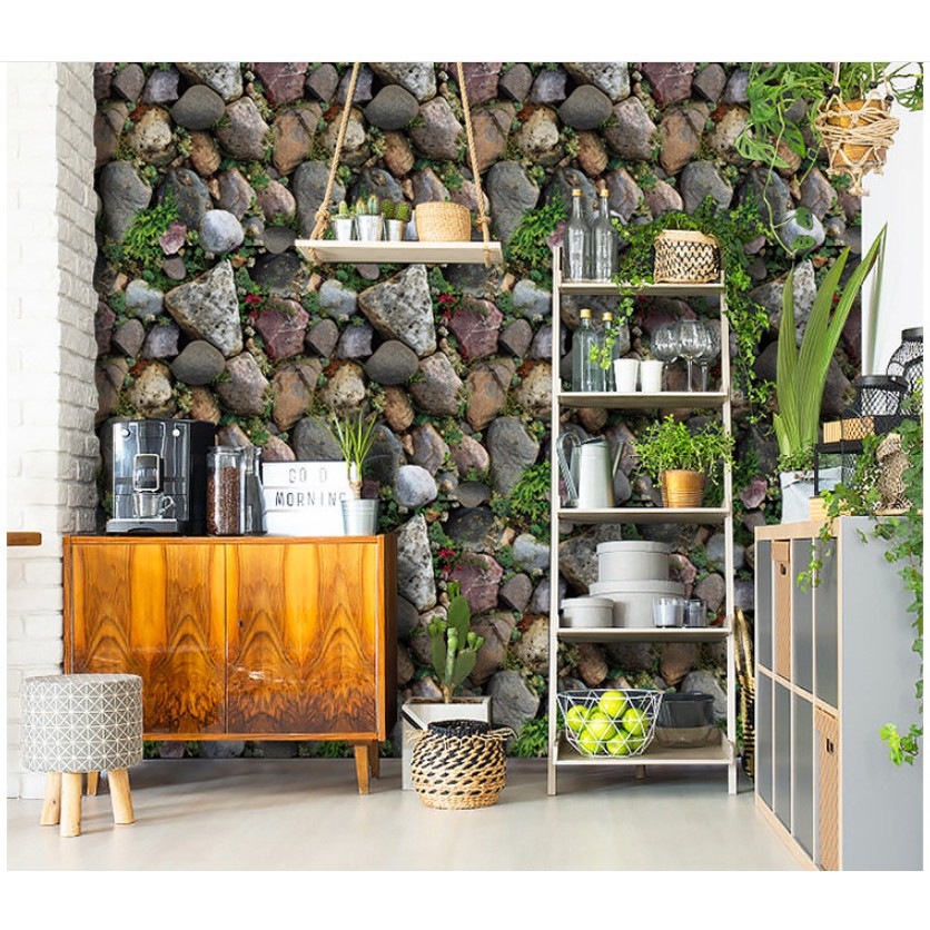 DECAL 1m Giấy dán tường khổ rộng 45cm ( có sẵn keo ) - ĐÁ TAM GIÁC ELL218 | BigBuy360 - bigbuy360.vn