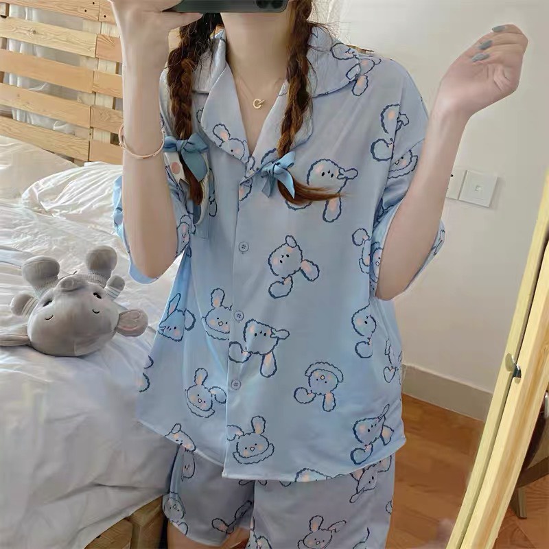 Bộ Pijama cộc tay cao cấp, Bộ đồ ngủ mặc nhà xinh xắn dễ thương,BỘ ĐỒ NGỦ NỮ GẤU