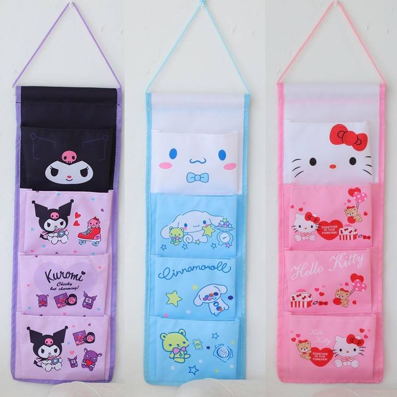 SANRIO Túi Treo Tường 4 Ngăn Đựng Đồ Chơi / Mỹ Phẩm / Trang Sức / Kuromi Cinnamoroll Cho Bé