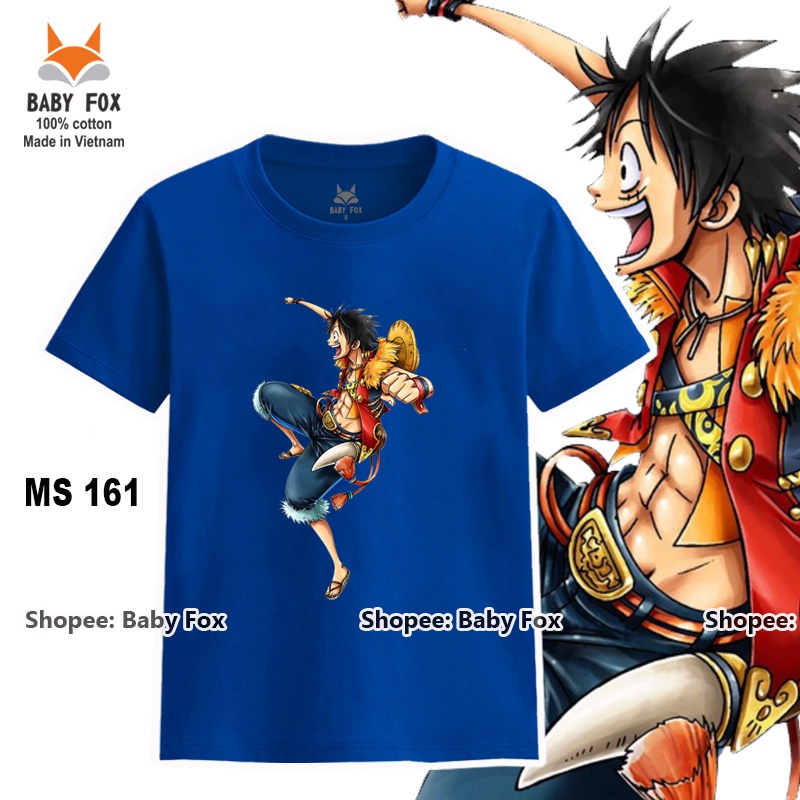 Áo thun bé trai 100% cotton loại tốt, áo phông thương hiệu BABY FOX, One Piece, Luffy, Zoro  m