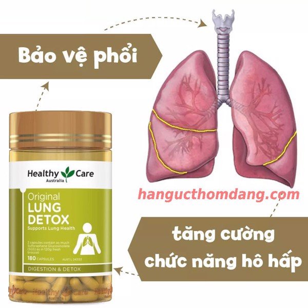 [Tem Chemist] Thải độc phổi Lung detox Healthy Care 180 viên Úc