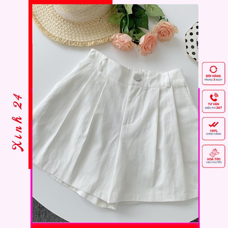 Quần short nữ lưng cao ống rộng đũi đẹp cạp cao ulzzang