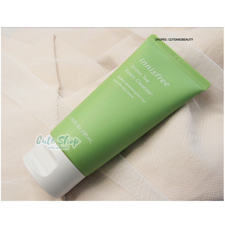 [CHÍNH HÃNG - CÓ VIDEO] Sữa rửa mặt Cho Da Dầu Mụn Innisfree Innisfree Green Tea Foam Cleanser trà xanh 80ml