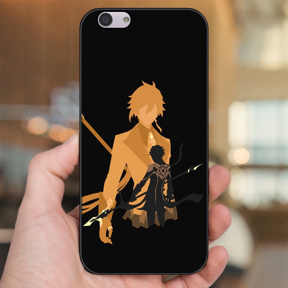 Ốp lưng Oppo F1s, F3, F3 Plus viền đen in hình Zhongli Genshin Impact