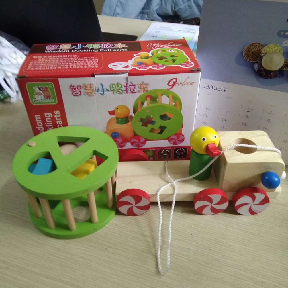 Đồ chơi Xe kéo con vịt thả hình khối - Phát triển tư duy cho bé  BONBON KIDS