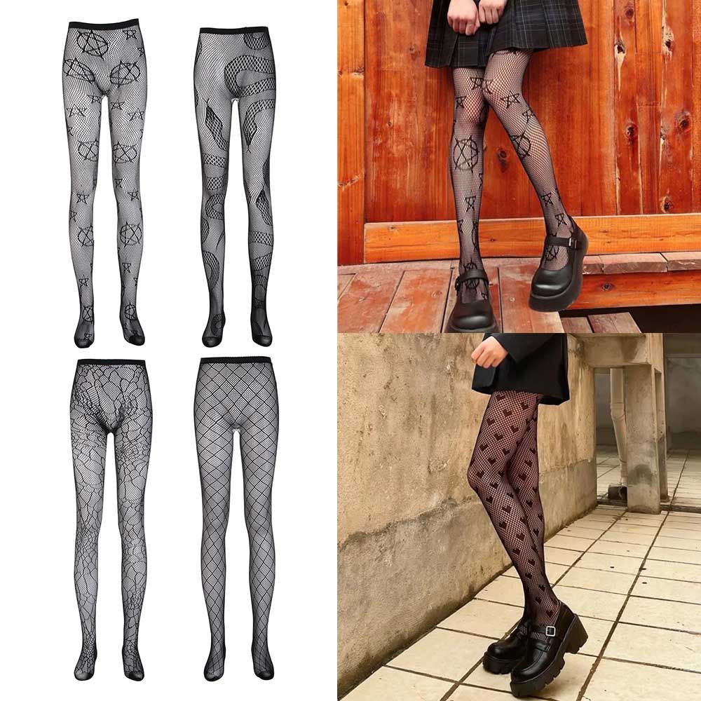Quần tất lưới màu đen phong cách punk dành cho nữ MIHAN1 JK