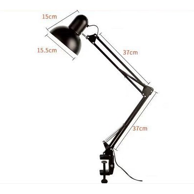 Đèn kẹp bàn chao 15.5cm Đen TẶNG bóng LED