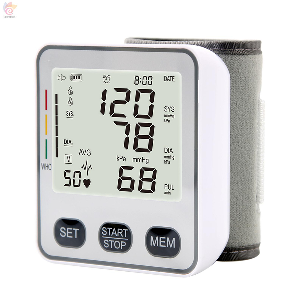 ET Wrist Type Electronic Blood-Pressure Monitor Digital LCD Blood-Pressure Measurement Meter Fully Automatic Sphygmomanometer with Heart Rate Detection