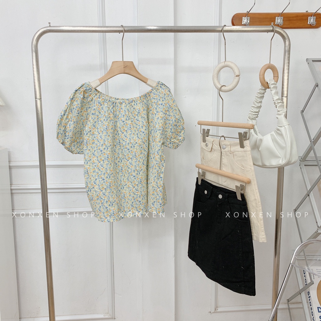 Áo bệt vai hoa nhí dễ thương XONXEN SHOP freesize mã 8828