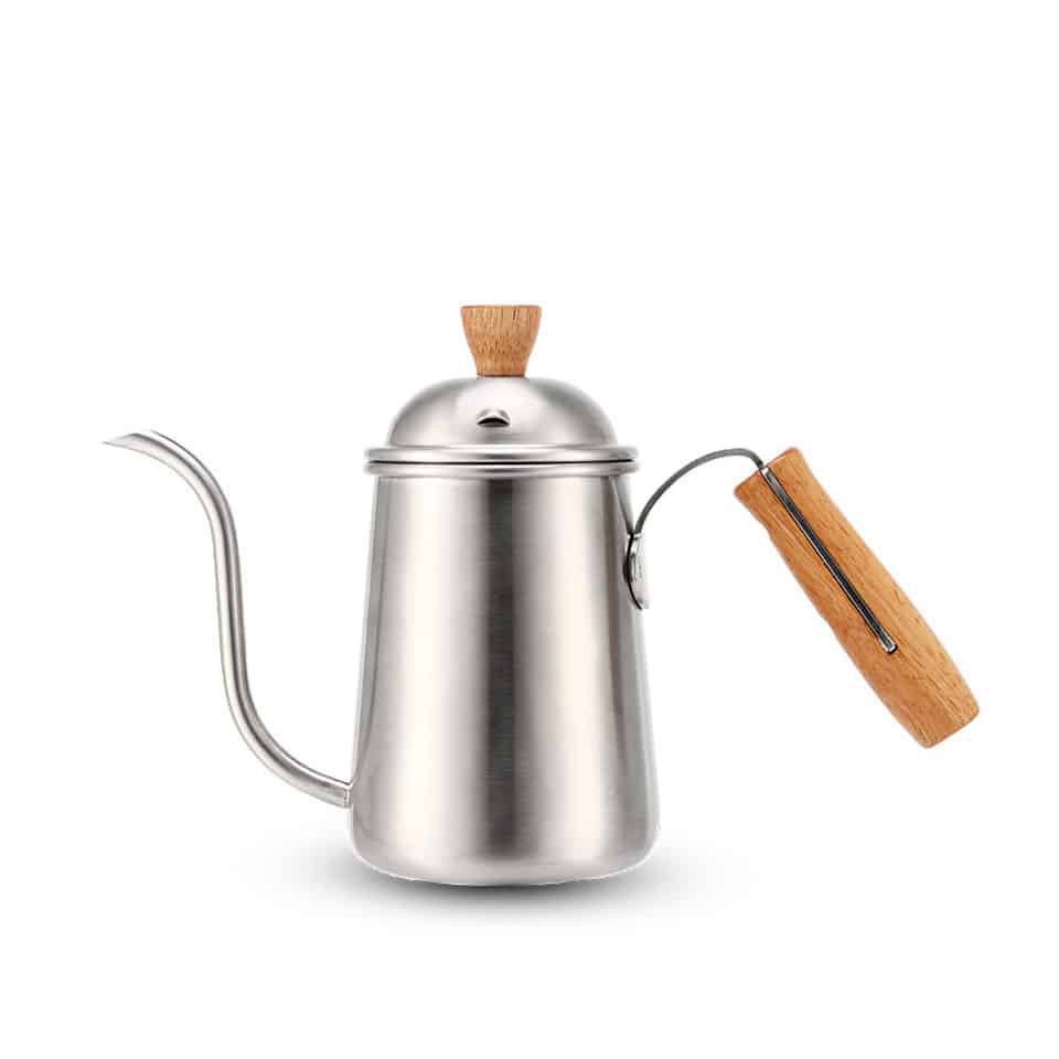 Ấm inox cán gỗ cổ ngỗng pha cà phê pour over 650ml