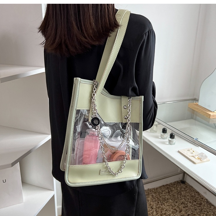 IELGY TúI đeo vai IELGY thiết kế trong suốt phối dây xích thời trang cho nữ