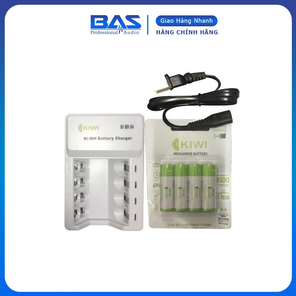 Combo 4 pin sạc AA và dock sạc pin Kiwi 4 cổng