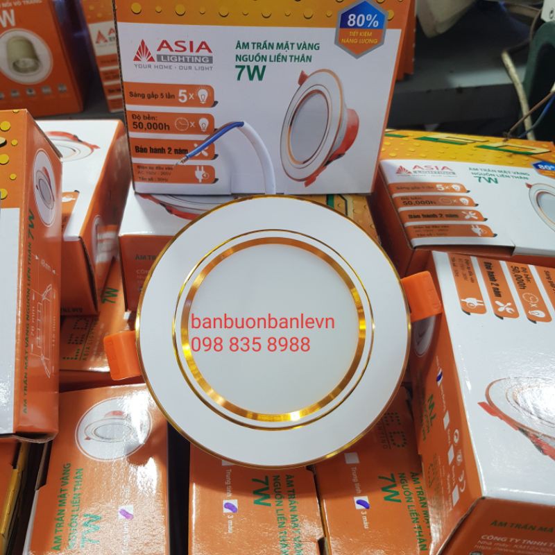 Âm trần nguồn liền thân 7w ASIA lỗ khoét linh động dùng được cho Ø76 & Ø90