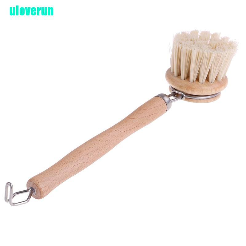 1 Bàn Chải Chà Nồi Tay Cầm Dài Bằng Gỗ Tiện Dụng