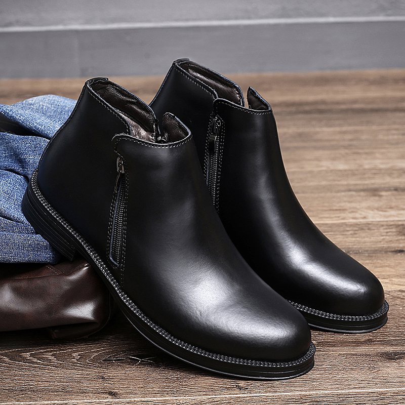 Giày Bốt Da Bò Có Khóa Kéo Thời Trang Dành Cho Nam