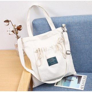 Túi Vải Canvas Nữ Đeo Chéo Có Dây Rút