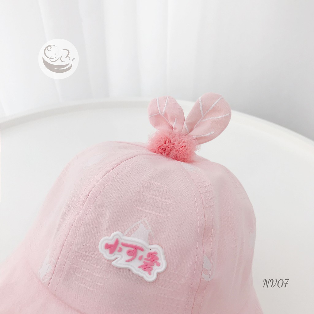NV07 Nón vành mũ vành tròn thỏ hồng vải ren cho bé từ 6-10 tháng của Mama Ơi - Thời trang cho bé