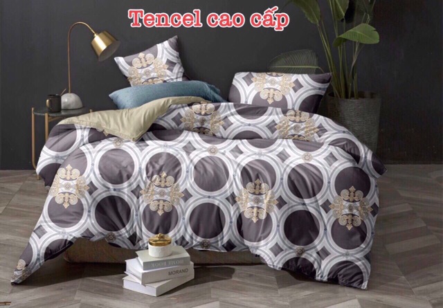 Drap tencel cao cấp chính hãng bộ chăn ga 5 món ÔM DÂY KHOÁ nệm 5-27p