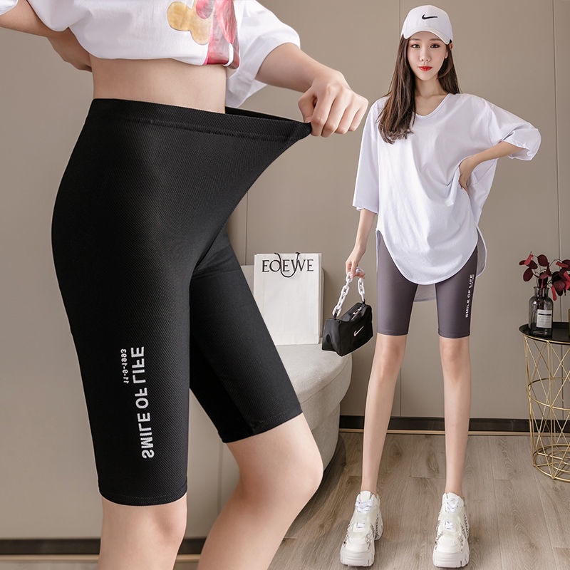 Quần Legging Ngắn Lưng Cao Bằng Lụa Mát Thời Trang Cho Nữ