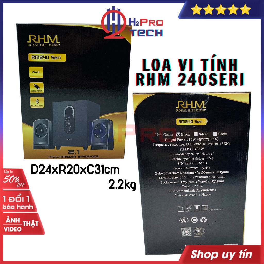 Loa máy tính bàn, loa vi tính bluetooth RHM RM240 Seri cao cấp 20W Bluetooth-USB-AUX, hàng chính hãng - H2pro Tech