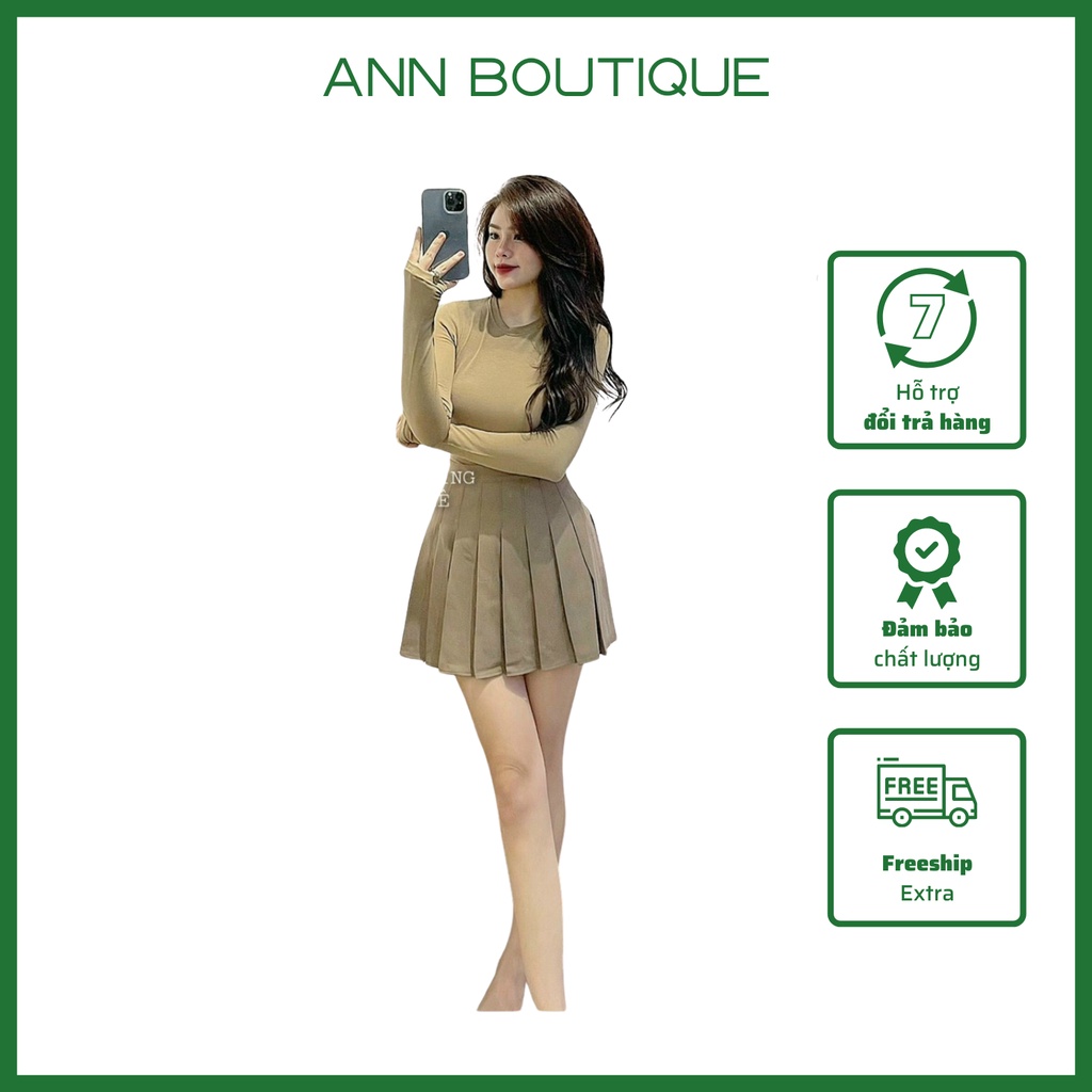 Áo Thun Cổ Tròn Nữ Dài Tay Xỏ Ngón Chất Cao Cấp Ann Boutique - 096