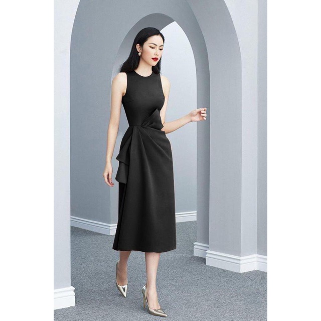 SOFIA DRESS BY CHAMS- Đầm Xòe Kiểu Sát Nách Xếp Ly Nơ Eo