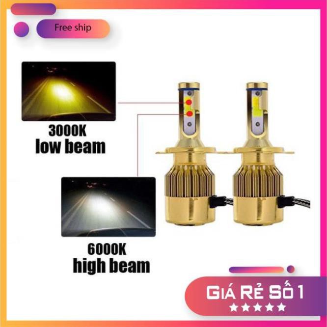⚡️GIÁ TỐT⚡️ Bộ Đèn LED Pha/Cos Cho Ô tô, Xe Máy 72W 8000LM 6500K Headlamp DC12v_Chân Cắm H4