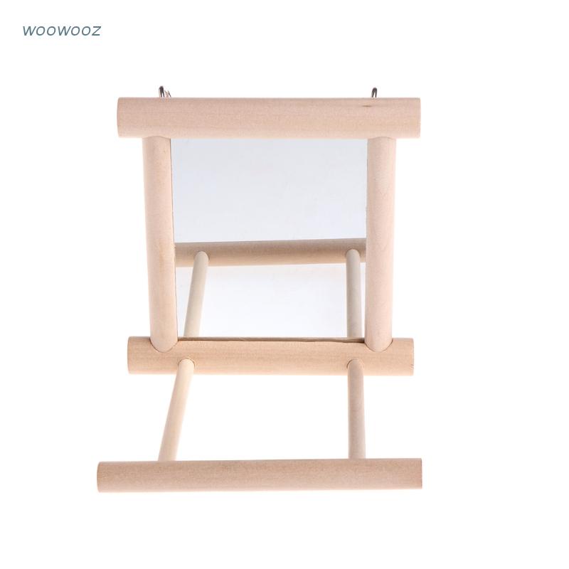 Gương Đồ Chơi Bằng Gỗ Kèm Thanh Đứng Vui Nhộn Cho Chim Vẹt