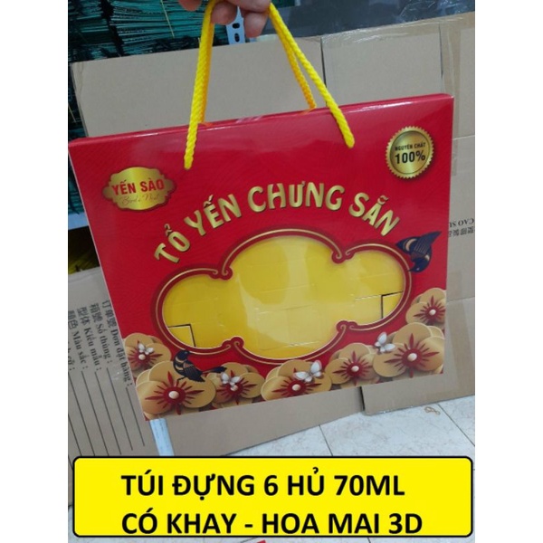 Túi giấy đựng 6 hũ yến 70ml (có khay và quai xách)