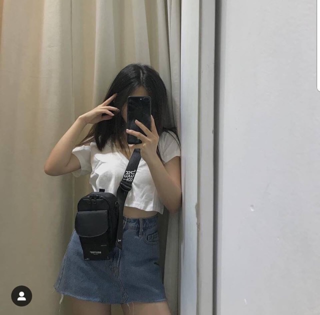 Áo crop cổ tim