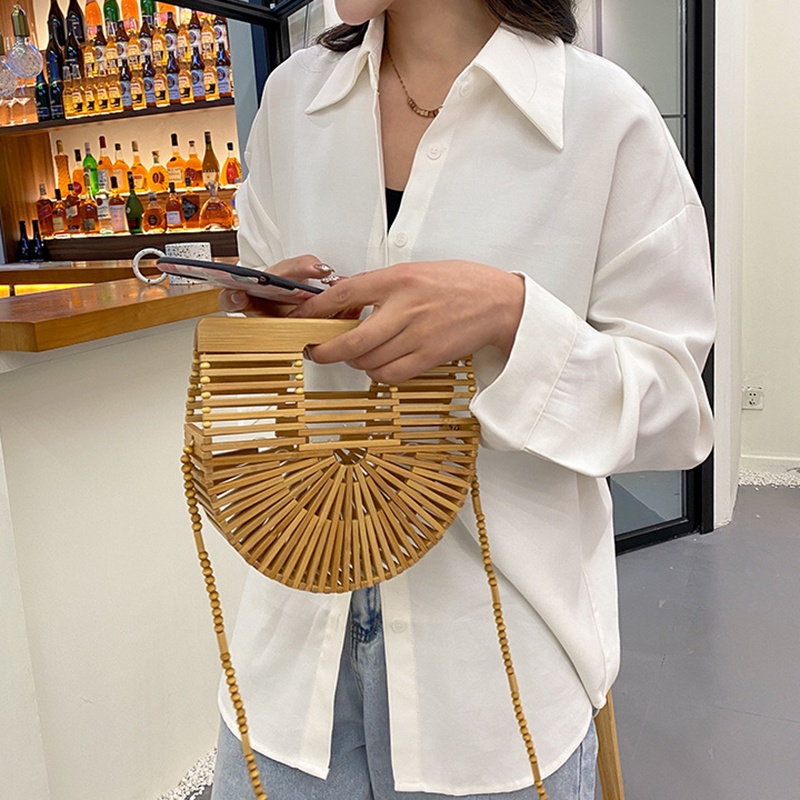 Túi Đeo Chéo Vai Bằng Tre Thời Trang Đi Biển Sành Điệu Cho Nữ