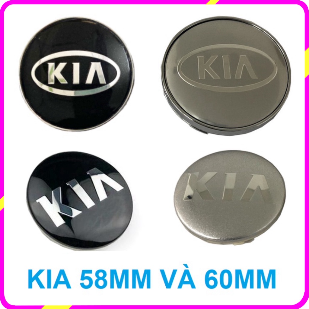 Logo chụp mâm, ốp vành la zăng bánh xe ô tô Kia, đường kính 58MM và 60MM