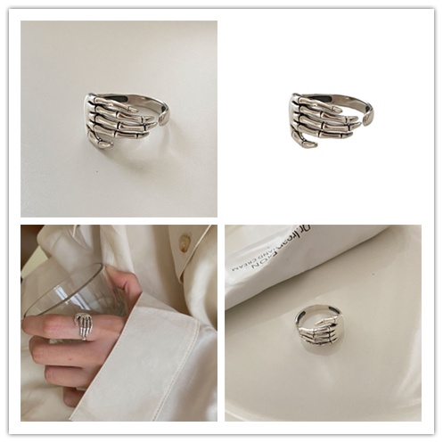 Nhẫn Hở Hình Vuông Đính Kim Cương Nhân Tạo Thời Trang Có Thể Điều Chỉnh Dành Cho Nữ