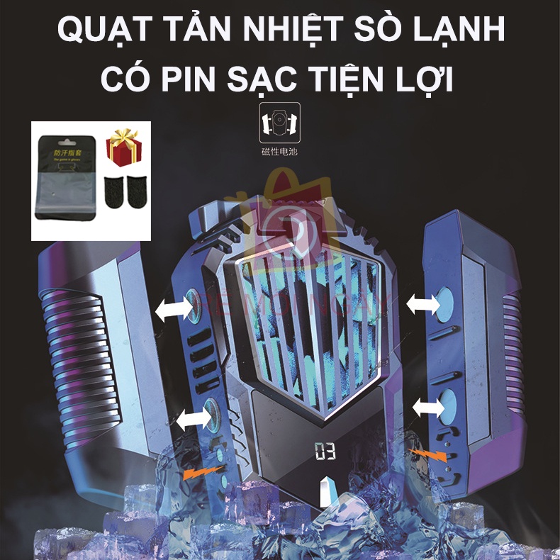 Quạt tản nhiệt điện thoại có pin X3A, Quạt tản nhiệt sò lạnh dùng pin sạc giảm ngay 20-30 độ