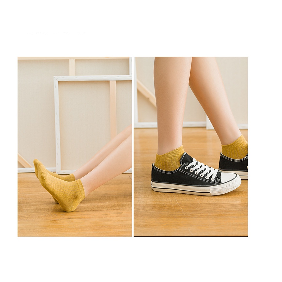 Tất nữ cổ ngắn nhiều màu gân tăm phong cách hàn quốc chất liệu cotton cao cấp giá rẻ TN14
