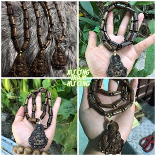 Vòng cổ Trầm hương sánh chìm có mặt phật Di Lặc 100% trầm hương tự nhiên ❤️❤️❤️❤️