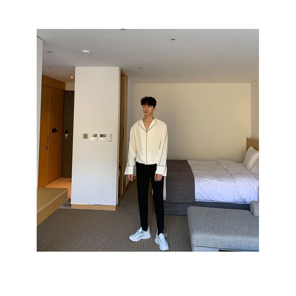 SƠ MI VIỀN HAI MÀU TRẮNG ĐEN TẶNG KÈM DÂY - S1004 LJINSTORE | BigBuy360 - bigbuy360.vn