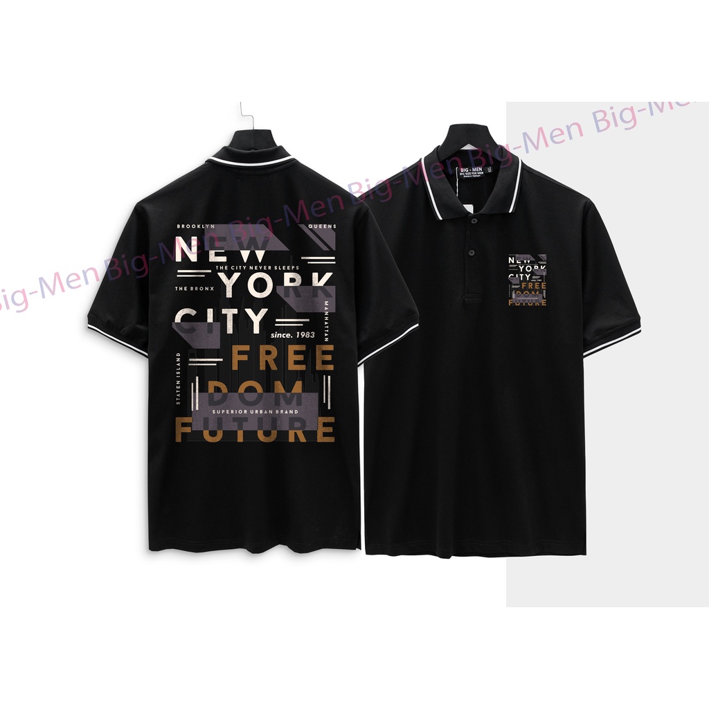 [bigsize] Áo thun polo cotton 100% in 2 mặt Newyork 80-140kg