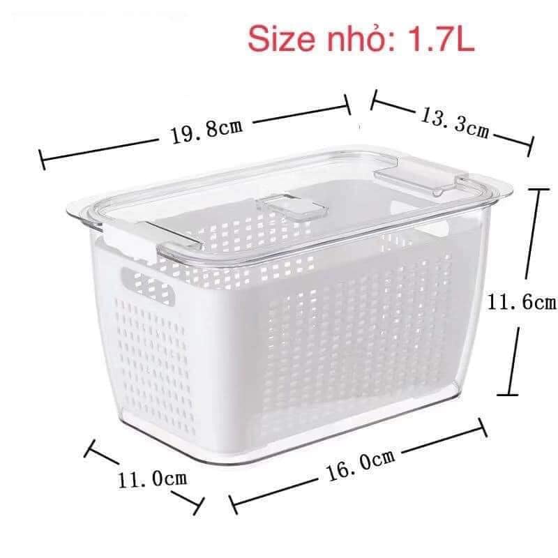 Hộp Đựng Thực Phẩm Tủ Lạnh 2 Lớp Có Lỗ Thoát Nước, Có Khóa Thoát Khí, Dễ Dàng Bảo Quản