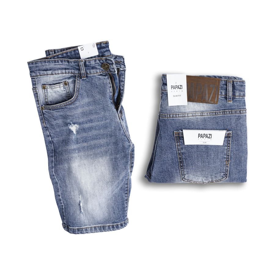 Quần jean nam, quần short đùi nam màu xanh cao cấp, chất cotton co giãn mền mịn, phong cách trẻ trung năng động - PAPAZ | BigBuy360 - bigbuy360.vn