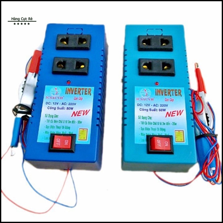 Thiết bị biến điện 12v ra 220v công suất 60W hoặc 100W + Tặng vít thử điện