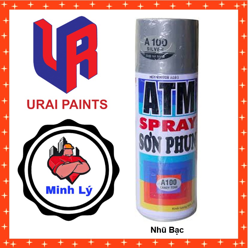 [Hỏa Tốc HCM] Sơn Phun Màu Nhũ Vàng – Bạc – Đồng – Inox ATM Spray Cao Cấp (400ml/chai)