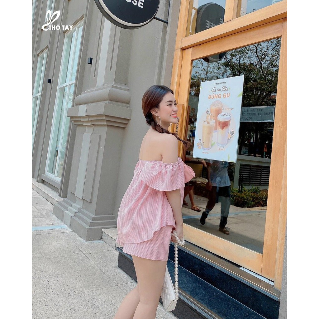 Set bộ áo tay ngắn nơ ngực và quần ngắn xinh xắn