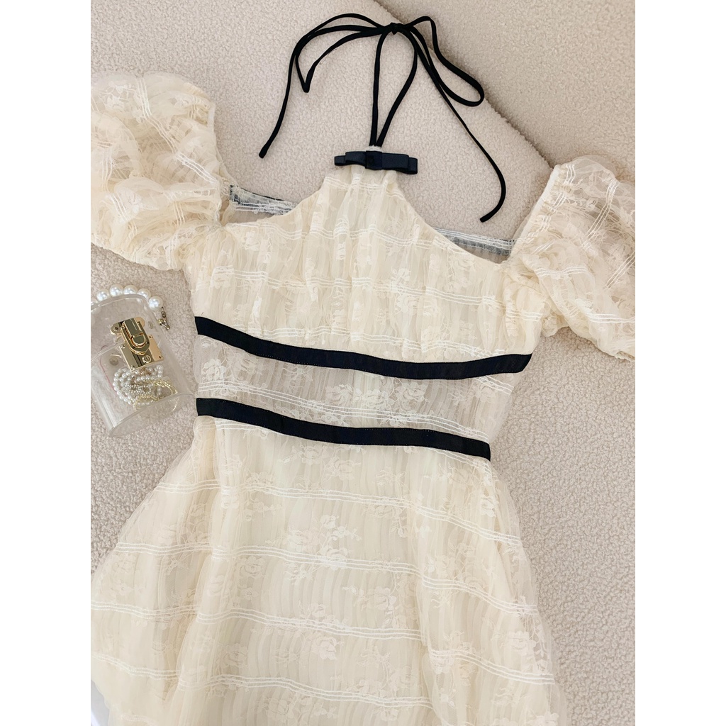 Váy yếm Chillgals thiết kế tay bồng be VA-071