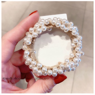 Cột Tóc Scrunchie Dây Buộc Tóc Đính Hạt Ngọc Trai Thanh Lịch Dành Cho Nữ
