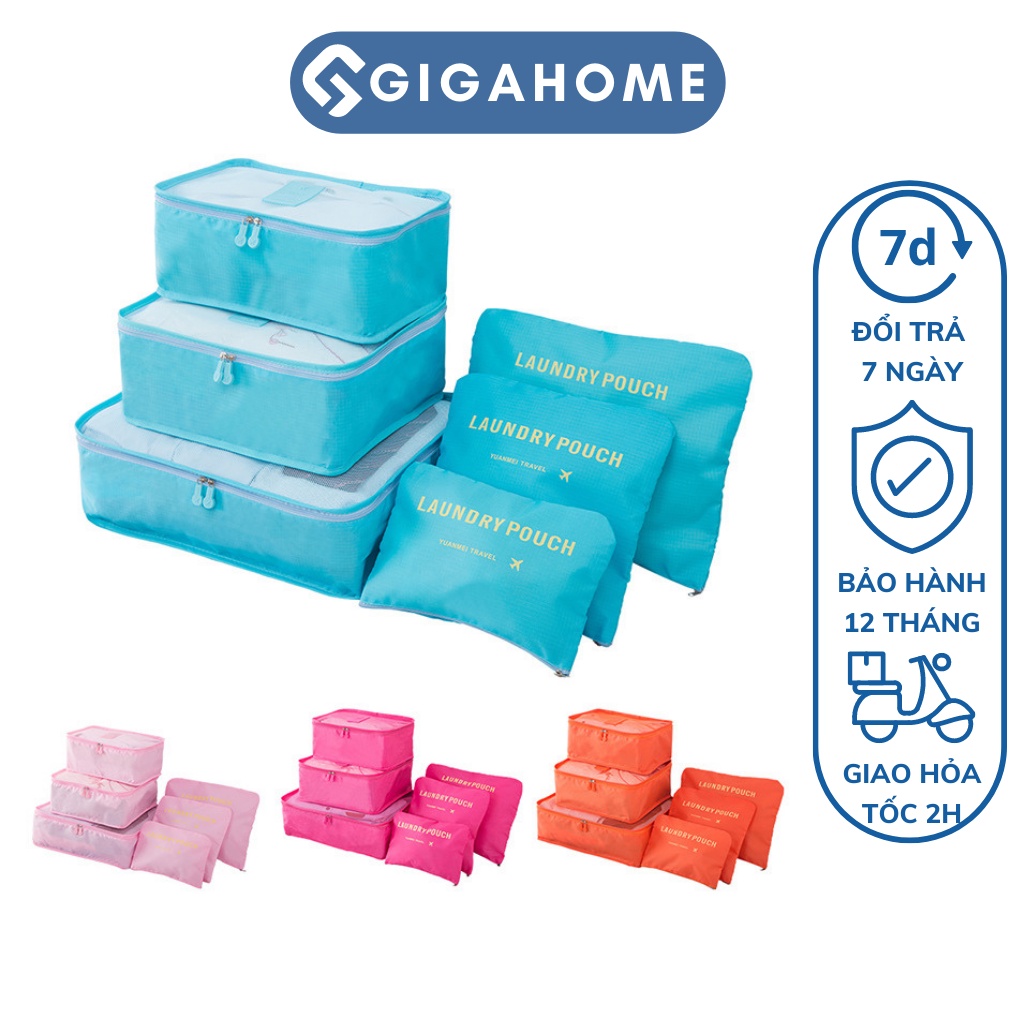 Set 6 Túi Đựng Quần Áo, Đồ Du Lịch Cá Nhân GIGAHOME Chống Thấm Nước Cao Cấp 2875