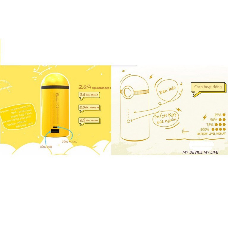🎁Xả 3 ngày🎁 Sạc dự phòng Minion Remax RPL-36 10000mAh