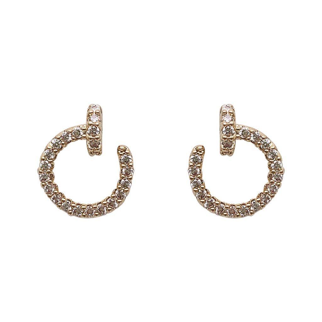 Bông tai đính đá thiết kế đơn giản phong cách Hàn quốc