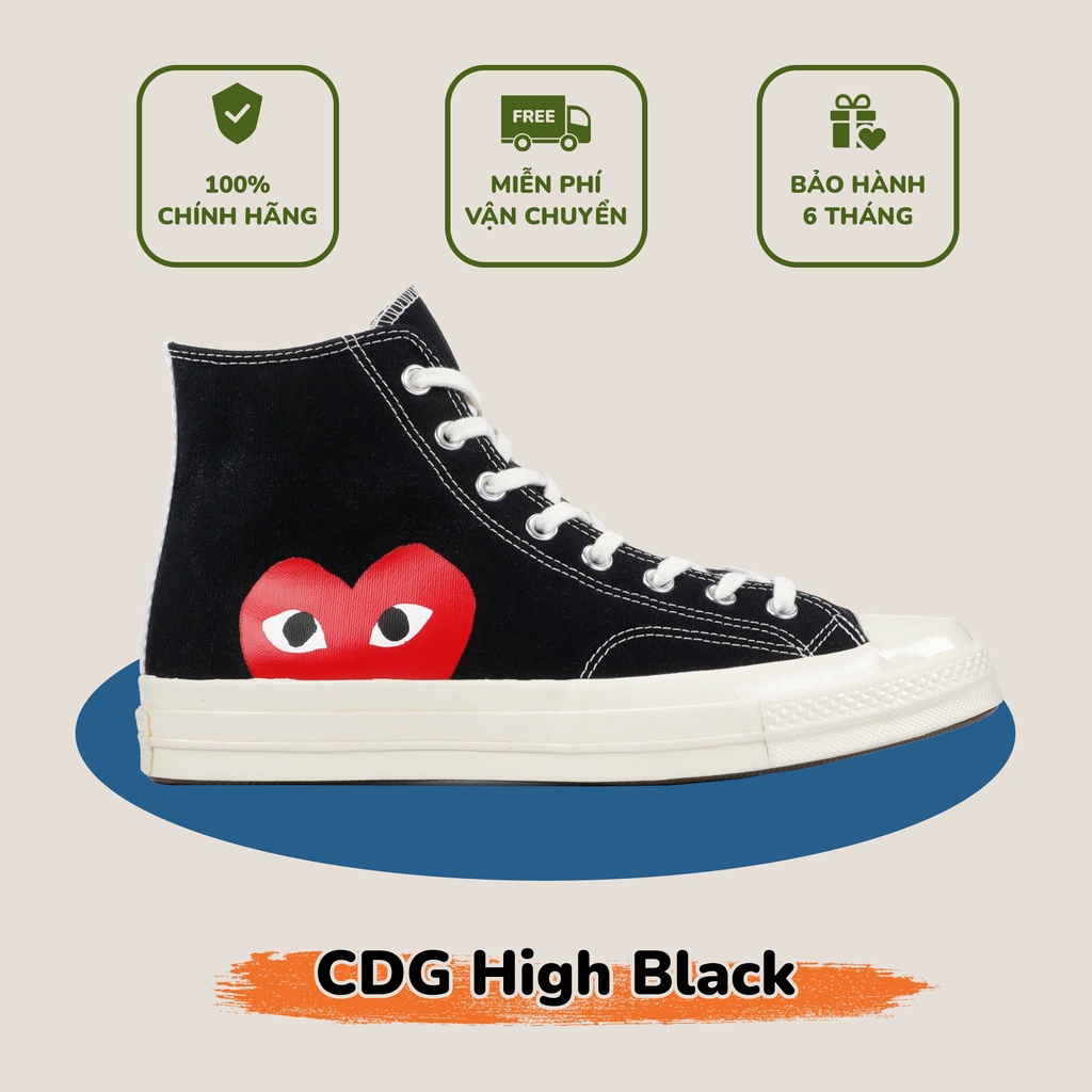 [  CHÍNH HÃNG ] giày sneaker CONVERSEE CDG HIGH BLACK