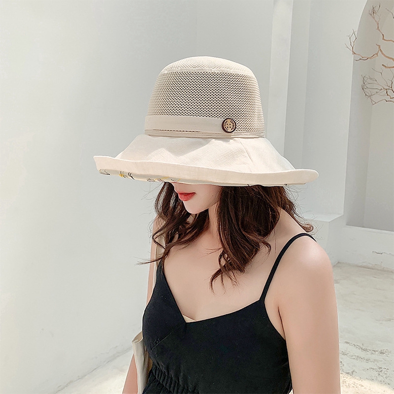 Breathable Japanese-Korean-style wide-brimmed hat with 2 sides